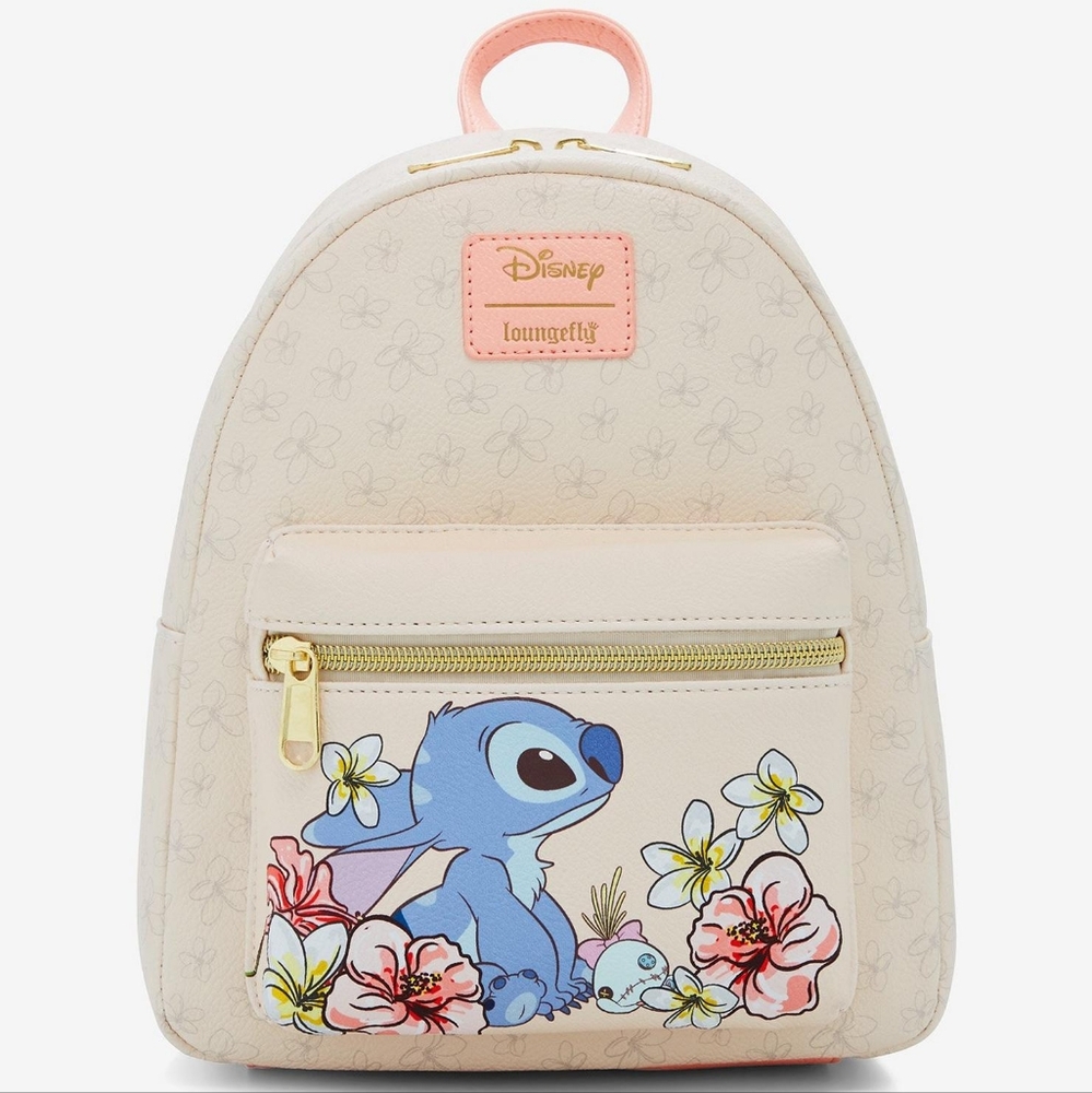 NWT Disney Loungefly Stitch Tropical Flowers Mini Backpack